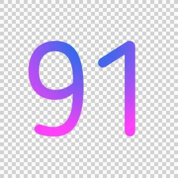 Number 91 gradient blue pink 3d sign symbol on transparent background Stock Illustration