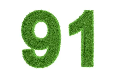 Number 91 with a green grass texture Stock Illustration