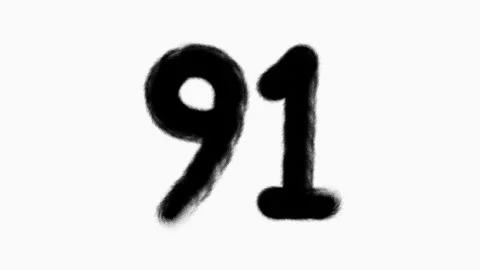 Number 91 Hand Drawn Animation With Brush Stroke Stock Footage 301108732
