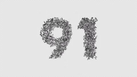 Number 91 Made Of Numbers. 3D Font Number Animation With Alpha Channel Video stock 302261277