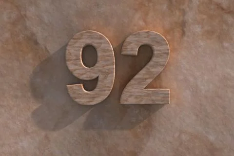 Number 92 carved from marble on marble base Stock Illustration