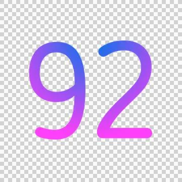 Number 92 gradient blue pink 3d sign symbol on transparent background Stock Illustration