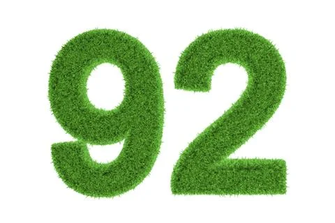Number 92 with a green grass texture Stock Illustration