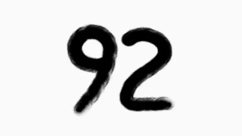 Number 92 Hand Drawn Animation With Brush Stroke Stock Footage 301108796