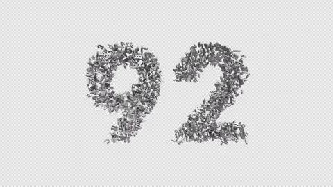 Number 92 Made Of Numbers. 3D Font Number Animation With Alpha Channel Stock Footage 302261529