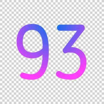 Number 93 gradient blue pink 3d sign symbol on transparent background Stock Illustration