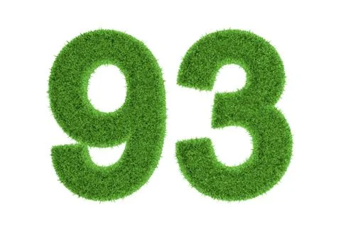 Number 93 with a green grass texture Stock Illustration