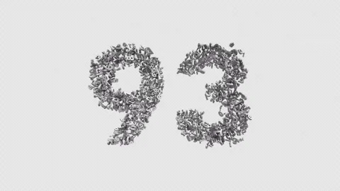 Number 93 Made Of Numbers. 3D Font Number Animation With Alpha Channel Stock Footage 302261538