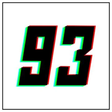 Number 93, ninety three vector desing logo.Dynamic, split-color, shadow of  n Stock Illustration