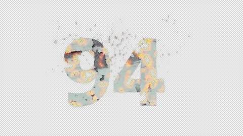 Number 94 from fire and ashes with alpha channel, ninety four, numberology Видео 269912308