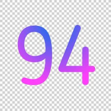 Number 94 gradient blue pink 3d sign symbol on transparent background Stock Illustration