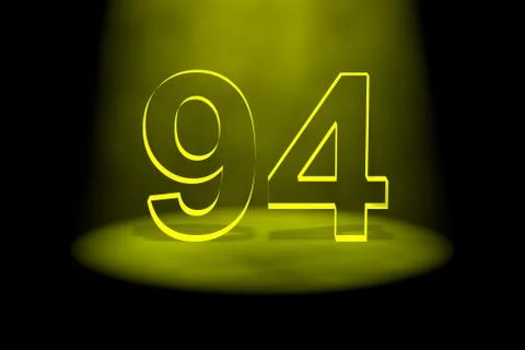 Number 94 illuminated with yellow light Stock Illustration