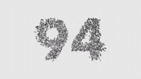 Number 94 Made Of Numbers. 3D Font Number Animation With Alpha Channel Video stock 302261571