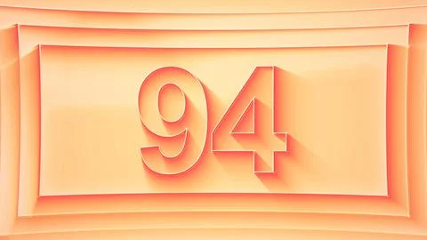 Number 94. Minimalistic embossed number with glittering lights. Stock Illustration