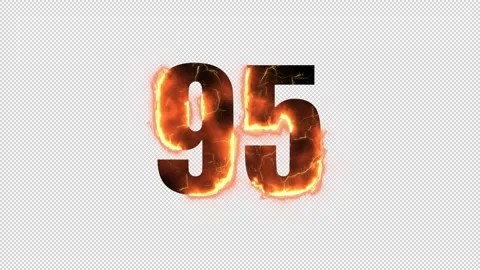 Number 95 is on fire with alpha channel, numbers are on fire, number ninety- Stock Footage 260952696