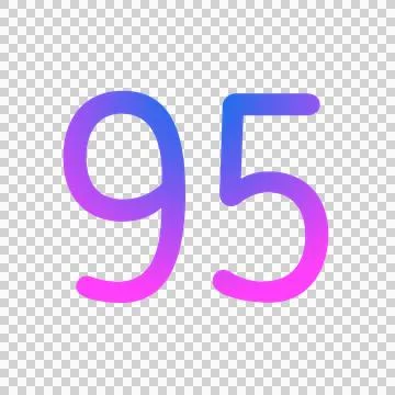 Number 95 gradient blue pink 3d sign symbol on transparent background Stock Illustration