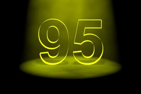 Number 95 illuminated with yellow light Stock Illustration