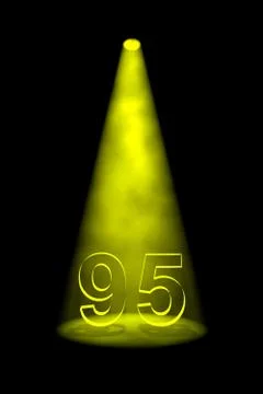 Number 95 illuminated with yellow spotlight Stock Illustration