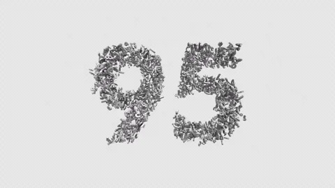 Number 95 Made Of Numbers. 3D Font Number Animation With Alpha Channel Video stock 302261584