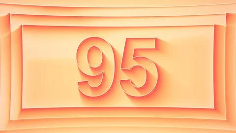 Number 95. Minimalistic embossed number with glittering lights. Stock Illustration