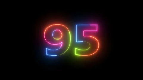 Number 95 neon glowing multicolor light Vidéo 330556744