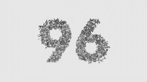 Number 96 Made Of Numbers. 3D Font Number Animation With Alpha Channel Stock-Footage 302261616