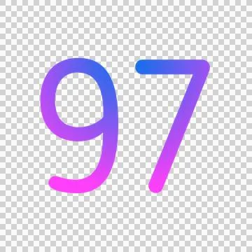 Number 97 gradient blue pink 3d sign symbol on transparent background Stock Illustration
