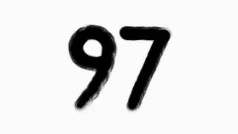 Number 97 Hand Drawn Animation With Brush Stroke Stock Footage 301108912
