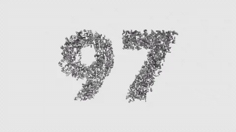 Number 97 Made Of Numbers. 3D Font Number Animation With Alpha Channel Stock Footage 302261807