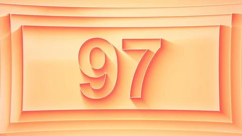 Number 97. Minimalistic embossed number with glittering lights. Stock Illustration