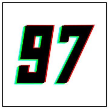 Number 97, ninety seven vector desing logo.Dynamic, split-color, shadow of  n Stock Illustration