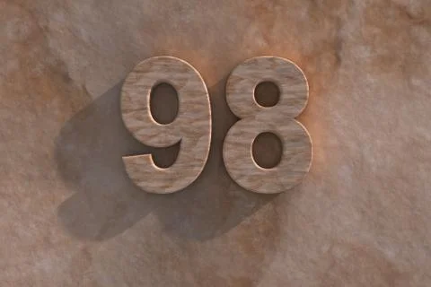Number 98 carved from marble on marble base Stock Illustration