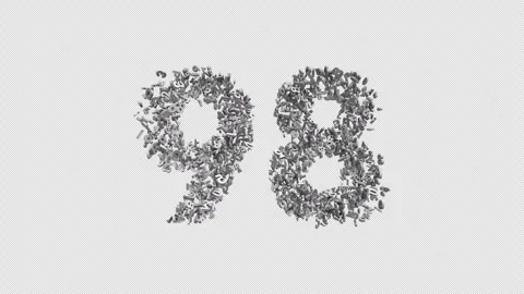 Number 98 Made Of Numbers. 3D Font Number Animation With Alpha Channel Stock Footage 302261814