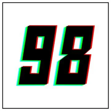 Number 98, ninety eight vector desing logo.Dynamic, split-color, shadow of  n Illustrazione stock