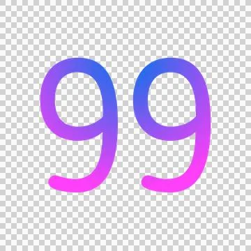 Number 99 gradient blue pink 3d sign symbol on transparent background Stock Illustration