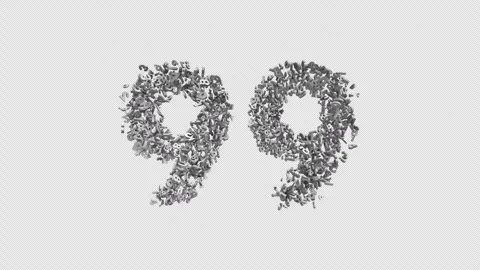 Number 99 Made Of Numbers. 3D Font Number Animation With Alpha Channel Video stock 302261824