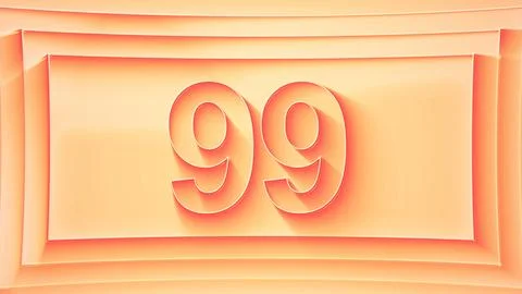 Number 99. Minimalistic embossed number with glittering lights. Stock Illustration