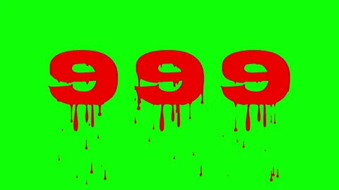 Number 999 text animation with realistic dripping blood on a green screen Stock Footage 321002513