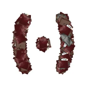 Number and character with wallets inside dollars. Stock-Illustration