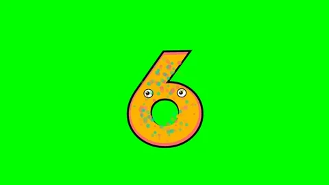 Number Animated with Six on Green Screen Chroma Key Background Video stock 336892871