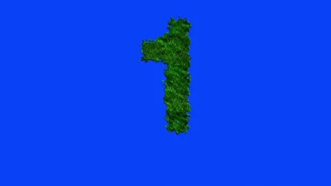 Number animation with grass texture on blue screen. Stock Footage 336632304