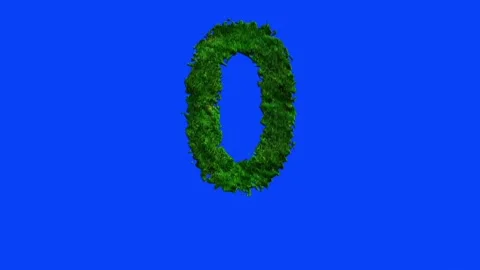 Number animation with grass texture on blue screen. Stock-Footage 336632305