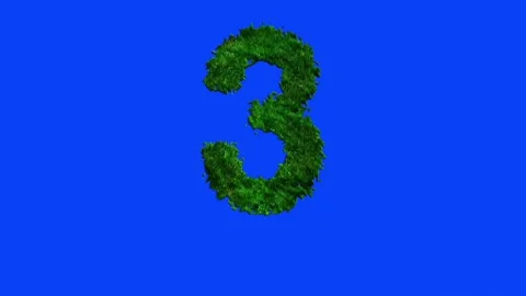 Number animation with grass texture on blue screen. Stock Footage 336632330