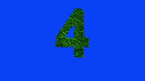 Number animation with grass texture on blue screen. 動画素材 336632338