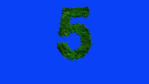 Number animation with grass texture on blue screen. 스톡 동영상 336632349