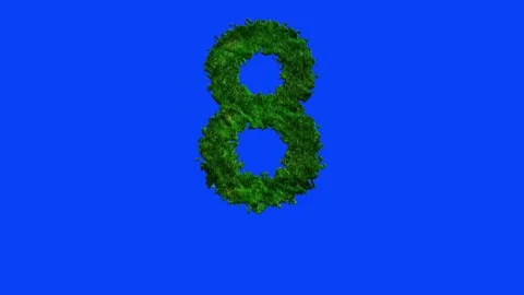 Number animation with grass texture on blue screen. Stock Footage 336632384