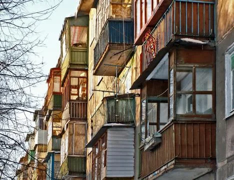 A number of balconies Stock Photos