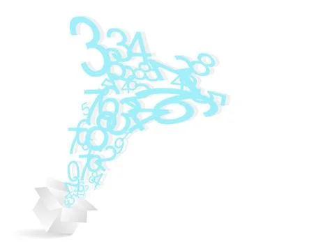 Number Box. Design background with numbers flying out of the box. Jpeg Stock Illustration