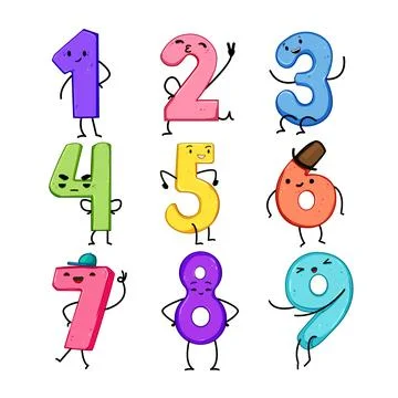 Number character set cartoon vector illustration Stock Illustration