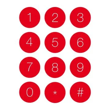 Number circle set red Stock Illustration